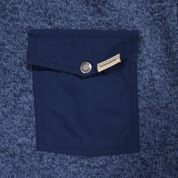 Woolrich 1/4 Snap Sweatshirt Mens XL Blue Pocket Pullover Sweater Gorpcore - Picture 6 of 16